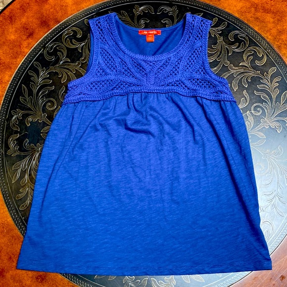 Joe Fresh 100% Cotton Navy Blue Knitted Dressy Tank Top Size M - Picture 7 of 7